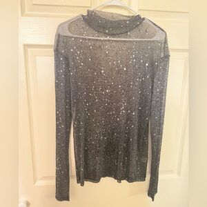 Sheer Long Sleeve with Glitter and Stars